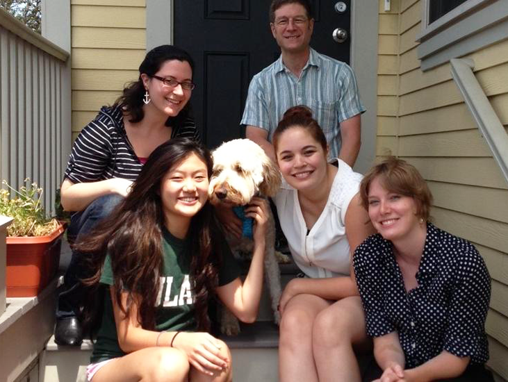 The Edifix Team at Inera sitting outside the office with Timo the Dog